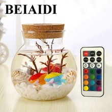 Load image into Gallery viewer, BEIAIDI RGB Wish Bottle LED Night Lamp With Remote Sea Fish Dolphin Stone Ocean DIY Bottle Night Lamps Christmas Gift For Kids