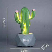 Load image into Gallery viewer, Ins Cactus LED Table Lamp Pink Cute Girl Heart Dream Star Lamp Small Creative Night Light Bedroom Decoration Children's Gift
