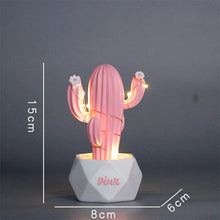 Load image into Gallery viewer, Ins Cactus LED Table Lamp Pink Cute Girl Heart Dream Star Lamp Small Creative Night Light Bedroom Decoration Children's Gift