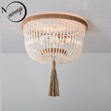 Load image into Gallery viewer, Modern minimalist round wooden beads E27 led pendant lamp children bedroom crystal pendant light living room hotel kitchen lamps
