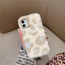 Load image into Gallery viewer, Cute Brown Animal Fluffy Fur Phone Case for Iphone 11 Pro Max X Xs Max Xr 7 8Plus Leopard Plush Hair Soft Tpu Silicon Back Cover