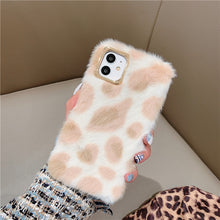 Load image into Gallery viewer, Cute Brown Animal Fluffy Fur Phone Case for Iphone 11 Pro Max X Xs Max Xr 7 8Plus Leopard Plush Hair Soft Tpu Silicon Back Cover