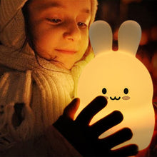 Load image into Gallery viewer, Rabbit LED Night Light Touch Sensor RGB Battery Powered Cartoon Silicone Bunny Bedroom Bedside Lamp for Children Kids Baby Gift