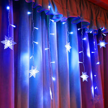 Load image into Gallery viewer, Outdoor Xmas Snowflake LED String lights Flashing Lights Curtain Light Waterproof Holiday Party Connectable Wave Fairy Light D35