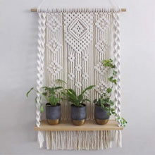 Load image into Gallery viewer, Plant Shelf Wall Hanging Tapestry Macrame Wall Art hand-made Dyed Tapestry Lace Fabric Bohemia Tassel Boho Home Decoration Gift
