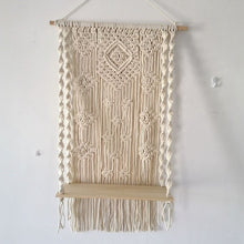Load image into Gallery viewer, Plant Shelf Wall Hanging Tapestry Macrame Wall Art hand-made Dyed Tapestry Lace Fabric Bohemia Tassel Boho Home Decoration Gift