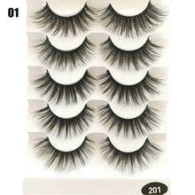 Load image into Gallery viewer, 5 Pairs Faux Mink Hair False Eyelashes Natural Wispy Lashes Handmade Cruelty-free Criss-cross Eyelash Extension Big Eyes Makeup