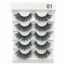 Load image into Gallery viewer, 5 Pairs Faux Mink Hair False Eyelashes Natural Wispy Lashes Handmade Cruelty-free Criss-cross Eyelash Extension Big Eyes Makeup