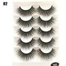 Load image into Gallery viewer, 5 Pairs Faux Mink Hair False Eyelashes Natural Wispy Lashes Handmade Cruelty-free Criss-cross Eyelash Extension Big Eyes Makeup