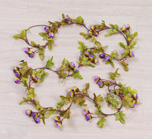 Load image into Gallery viewer, artificial ivy small roses fake flowers vine garland wedding home store decoration plastic hanging wall green plants rattan leaf