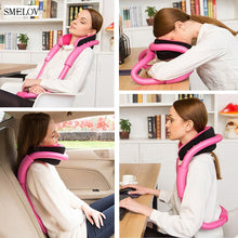 Load image into Gallery viewer, creative adjustable neck massage pillow memory foam ergonomic travel pillow u shaped car office home airplane nap pillow body