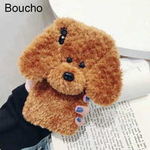 Load image into Gallery viewer, New Winter Teddy Dog Fluffy Phone Case for iPhone 11 Pro XS Max XR SE SE2 Rabbit Fur Warm Cover for iPhone 8 8plus 6/6s 7 Plus X