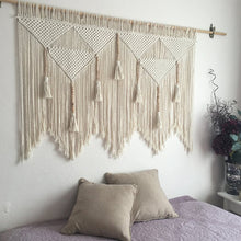 Load image into Gallery viewer, Macrame Wall Hanging Handwovens Fiber Art Bohemian Cotton Ropes Tapestry Nordic Background Home Walls Decor Curtain Creamy White