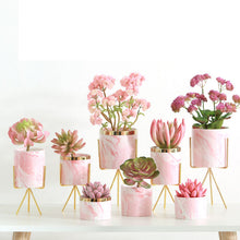 Load image into Gallery viewer, Nordic style Marble Pattern Pink Iron Ceramia Art Vase Table Flower Pot Wedding Home Decoration Decor For Livingroom