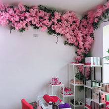 Load image into Gallery viewer, 5 pcs/set Cherry Blossoms Artificial Flowers Branches Wedding Arch Decoration Peach Branch Background Wall Hanging Fake Flower