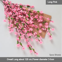 Load image into Gallery viewer, 5 pcs/set Cherry Blossoms Artificial Flowers Branches Wedding Arch Decoration Peach Branch Background Wall Hanging Fake Flower