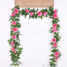 Load image into Gallery viewer, silk artificial rose vine hanging flowers for wall decoration rattan fake plants leaves garland romantic wedding home decoration
