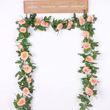Load image into Gallery viewer, silk artificial rose vine hanging flowers for wall decoration rattan fake plants leaves garland romantic wedding home decoration