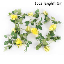 Load image into Gallery viewer, Silk Artificial Rose Vine Hanging Flowers For Wall Decoration Rattan Fake Plants Leaves Garland Romantic Wedding Home Decoration