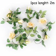 Load image into Gallery viewer, Silk Artificial Rose Vine Hanging Flowers For Wall Decoration Rattan Fake Plants Leaves Garland Romantic Wedding Home Decoration