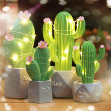 Load image into Gallery viewer, Ins Cactus LED Table Lamp Pink Cute Girl Heart Dream Star Lamp Small Creative Night Light Bedroom Decoration Children's Gift