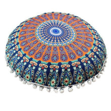 Load image into Gallery viewer, 43*43CM Round Indian Mandala Pattern Pillowcase Bohemian Cushion Cover Boho Floor Cushion Pillows Cover Case