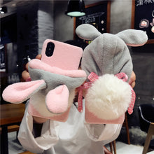 Load image into Gallery viewer, Christmas Hat Phone Case For iPhone 11 Pro Max 11Pro XR XS MAX 6s Rabbit Fluffy Case For iPhone X 8plus 7 6Plus Fundas Cover