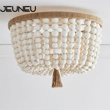 Load image into Gallery viewer, Modern Minimalist Pendant Lamp E27 Led Round Wooden Beads Crystal Pendant Light Living Room Hotel Kitchen Lamps Children Bedroom
