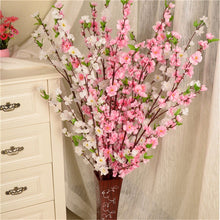 Load image into Gallery viewer, Artificial Cherry Spring Plum Peach Blossom Branch Silk Flower Home Wedding Decorative Flowers Plastic Peach Bouquet 65CM