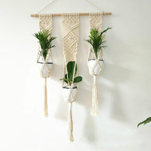 Load image into Gallery viewer, Macrame Fringed Tapestry Plant Hanger Wall Hangings Hanging Planter Hand-woven Decoracion Hogar Basket Plant Holder
