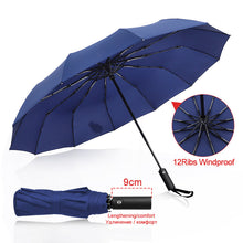 Load image into Gallery viewer, Strong Wind Resistant 3Folding Automatic Umbrella Men Parasol Women Rain 12Ribs Large Umbrellas Business Gift Portable Paraguas
