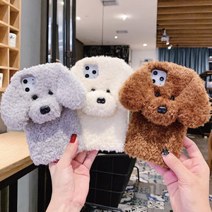 moskado Winter Warm Phone Cover For iPhone 11 X XR XS Max Soft TPU Back Case For iPhone 7 8 7Plus Plain Fluffy 3D Dog Phone Case