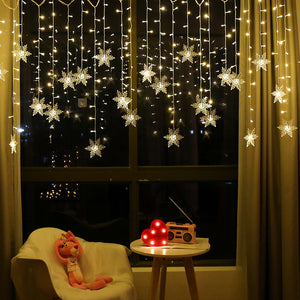 Outdoor Xmas Snowflake LED String lights Flashing Lights Curtain Light Waterproof Holiday Party Connectable Wave Fairy Light D35