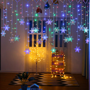 Outdoor Xmas Snowflake LED String lights Flashing Lights Curtain Light Waterproof Holiday Party Connectable Wave Fairy Light D35