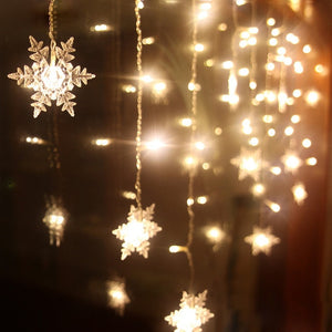 Outdoor Xmas Snowflake LED String lights Flashing Lights Curtain Light Waterproof Holiday Party Connectable Wave Fairy Light D35
