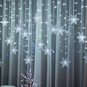 Outdoor Xmas Snowflake LED String lights Flashing Lights Curtain Light Waterproof Holiday Party Connectable Wave Fairy Light D35