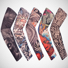 Load image into Gallery viewer, Outdoor Cycling 3D Tattoo Printed Arm Sleeves Sun Protection Bike Basketball Compression Arm Warmers Ridding Cuff Sleeves
