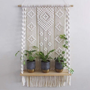 Plant Shelf  Wall Hanging Tapestry Macrame Wall Art hand-made Dyed Tapestry Lace Fabric Bohemia Tassel Boho Home Decoration Gift