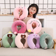 Load image into Gallery viewer, Cute cartoon adult u-shaped pillow U-shaped neck pillow student office cervical vertebra head pillow aircraft travel pillow
