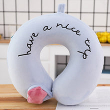 Load image into Gallery viewer, Cute cartoon adult u-shaped pillow U-shaped neck pillow student office cervical vertebra head pillow aircraft travel pillow
