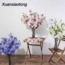 Load image into Gallery viewer, Xuanxiaotong 100cm Lilac Artificial Flowers Branches for Wedding Home Decor Cherry Blossom Background Wall Decoration Flowers
