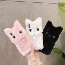 Load image into Gallery viewer, Winter Warm Plush Phone Case for iPhone XS Max XR X 11 Pro Max Cute Cat Furry fluffy Fur Cover for iPhone 6 6S 7 8 Plus Cases
