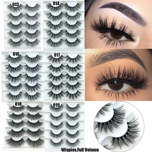 5 Pairs Faux Mink Hair False Eyelashes Natural Wispy Lashes Handmade Cruelty-free Criss-cross Eyelash Extension Big Eyes Makeup