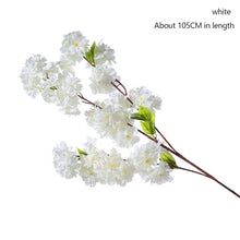 Load image into Gallery viewer, yumai 105cm Fake Cherry Blossom Tree 3 fork Sakura Branch Artificial Flower Silk Wedding Background Wall Decoration Flowers
