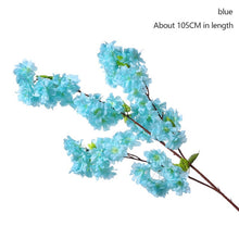Load image into Gallery viewer, yumai 105cm Fake Cherry Blossom Tree 3 fork Sakura Branch Artificial Flower Silk Wedding Background Wall Decoration Flowers
