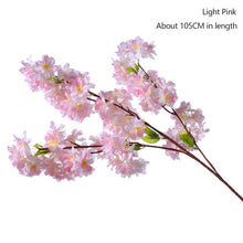 Load image into Gallery viewer, yumai 105cm Fake Cherry Blossom Tree 3 fork Sakura Branch Artificial Flower Silk Wedding Background Wall Decoration Flowers
