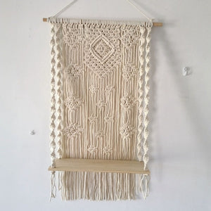 Plant Shelf  Wall Hanging Tapestry Macrame Wall Art hand-made Dyed Tapestry Lace Fabric Bohemia Tassel Boho Home Decoration Gift