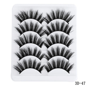 5 Pairs Multipack 5D Soft Mink Hair False Eyelashes Handmade Wispy Fluffy Long Lashes Nature Eye Makeup Tools Faux Eye Lashes