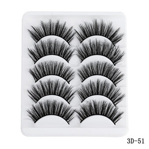 5 Pairs Multipack 5D Soft Mink Hair False Eyelashes Handmade Wispy Fluffy Long Lashes Nature Eye Makeup Tools Faux Eye Lashes