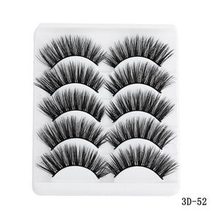 5 Pairs Multipack 5D Soft Mink Hair False Eyelashes Handmade Wispy Fluffy Long Lashes Nature Eye Makeup Tools Faux Eye Lashes